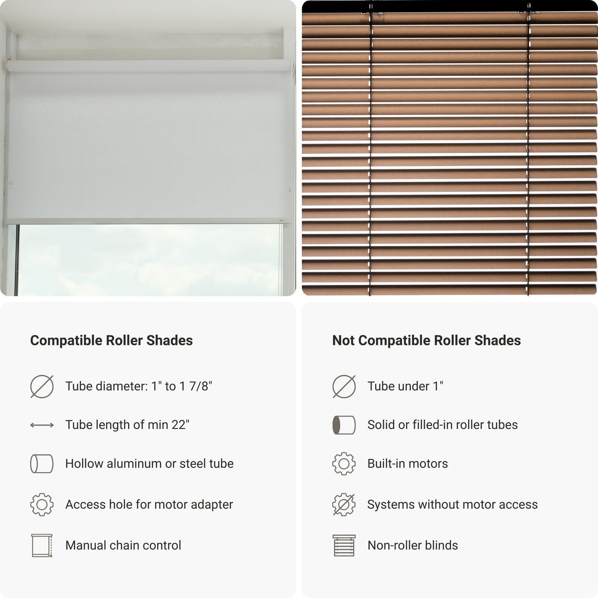 Motorized Roller Shade Retrofit Kit Compatibility