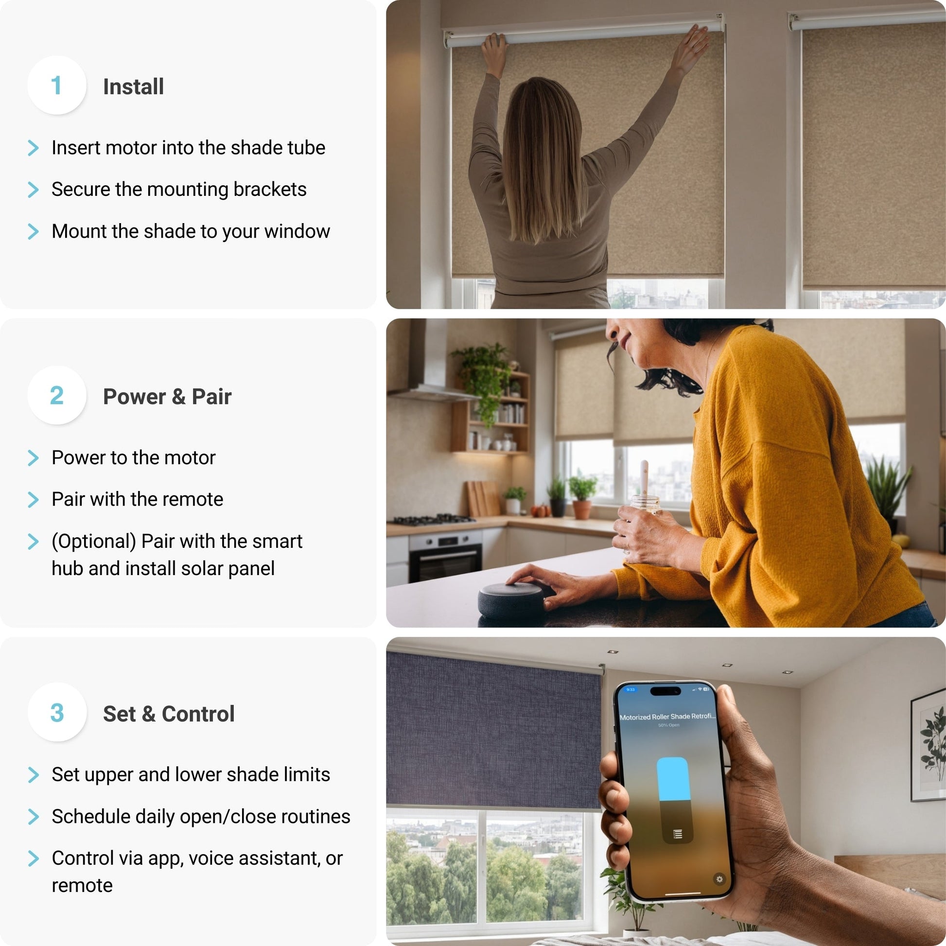 Motorized Roller Shade Retrofit Kit Installation Steps