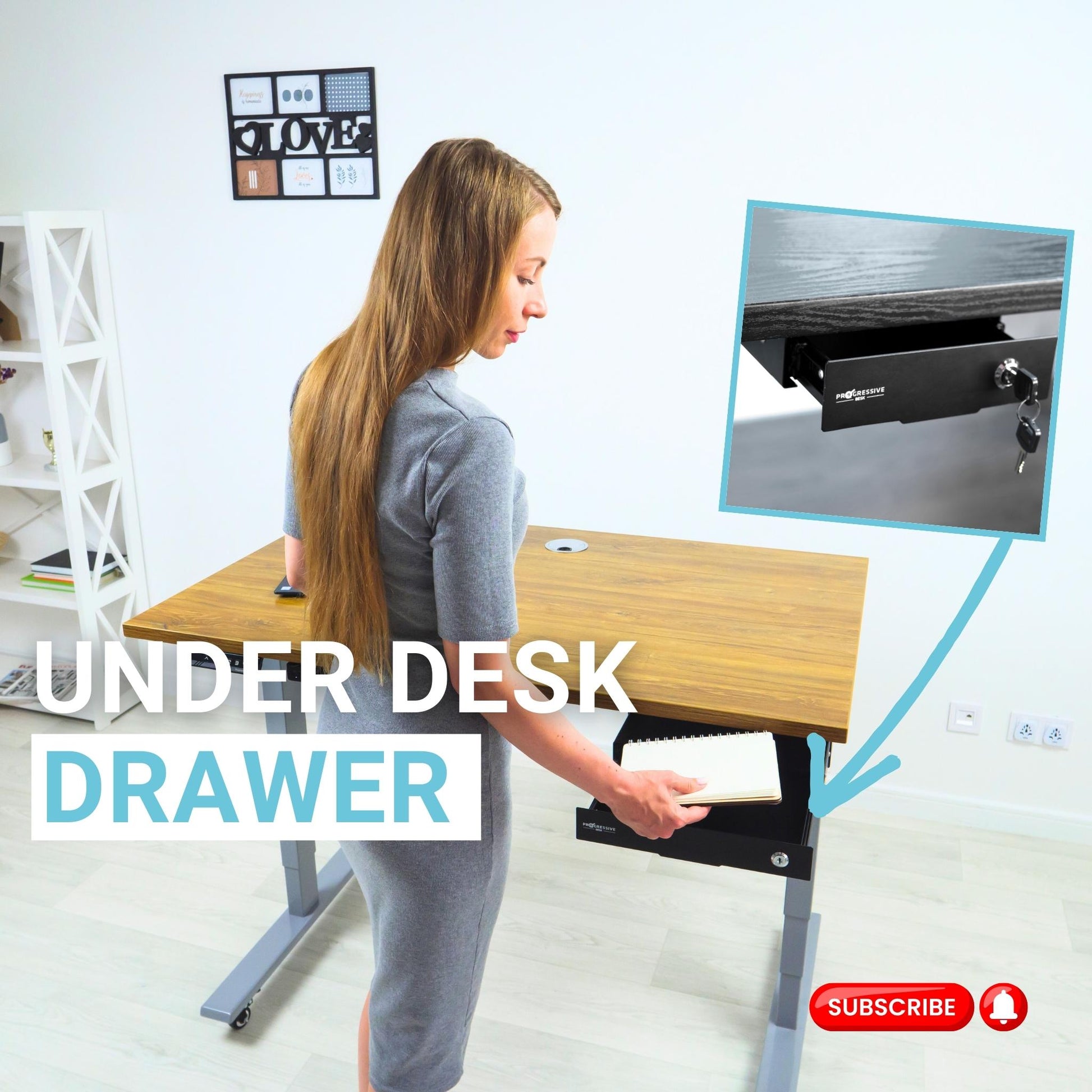 Under Desk Drawer with Locking - Various Colors