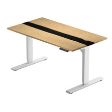 white solo ryzer standing desk with black epoxy tabletop