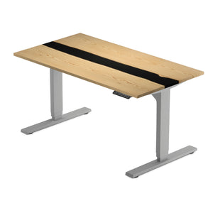 gray solo ryzer standing desk with black epoxy tabletop