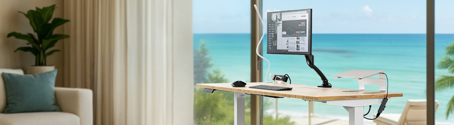 Solo Ryzer Bamboo — The Eco Sit Stand Desk