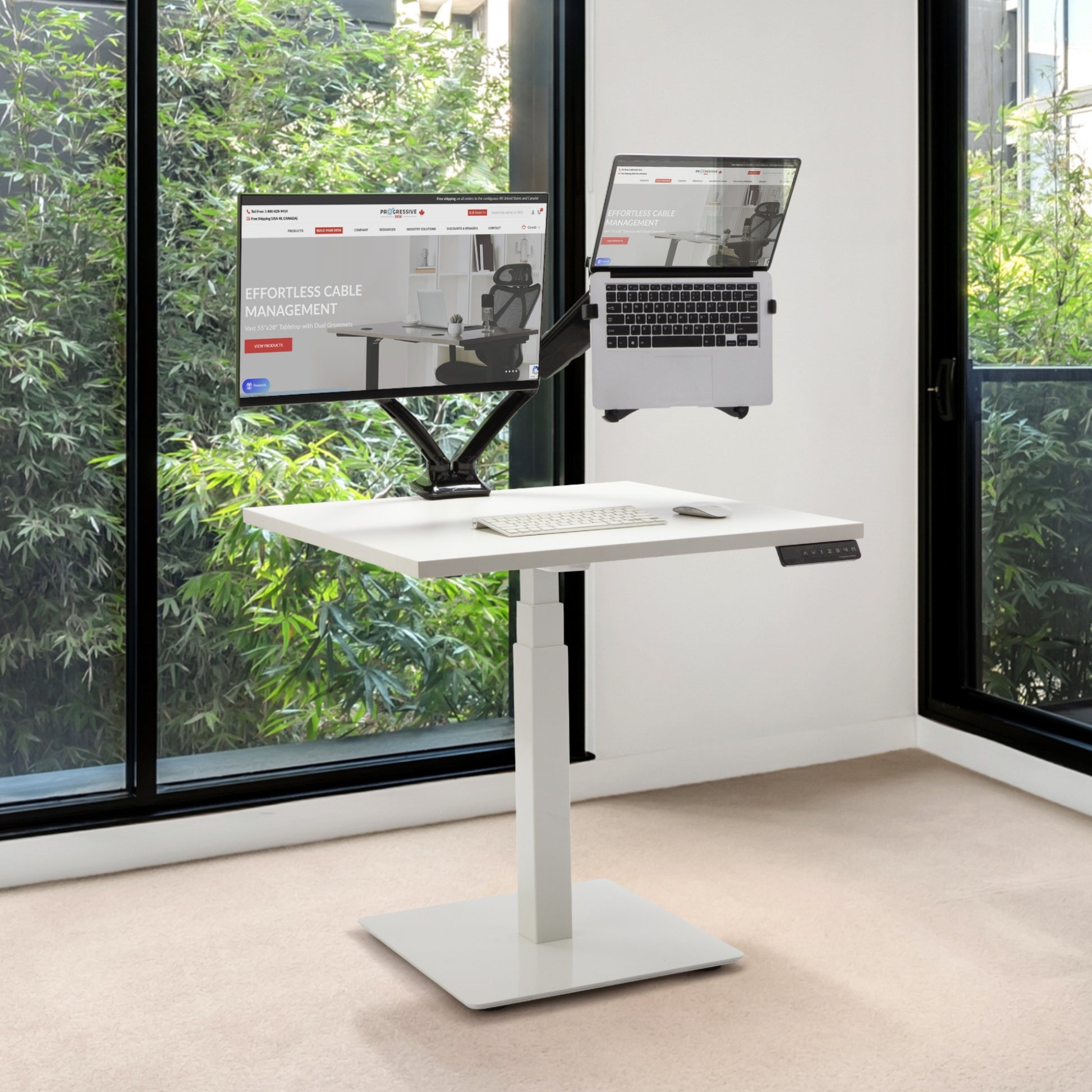 Small Ergo Height Adjustable Standing Desk Converter White - True Seating
