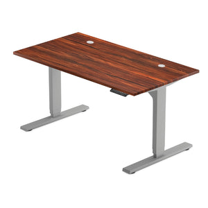 Walnut table top with two grommets - gray legs