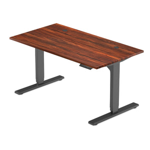 Walnut table top with two grommets gray legs