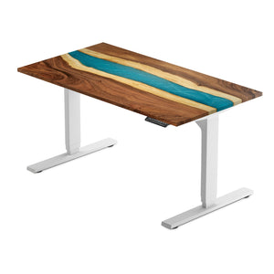 white solo ryzer standing desk with epoxy tabletop