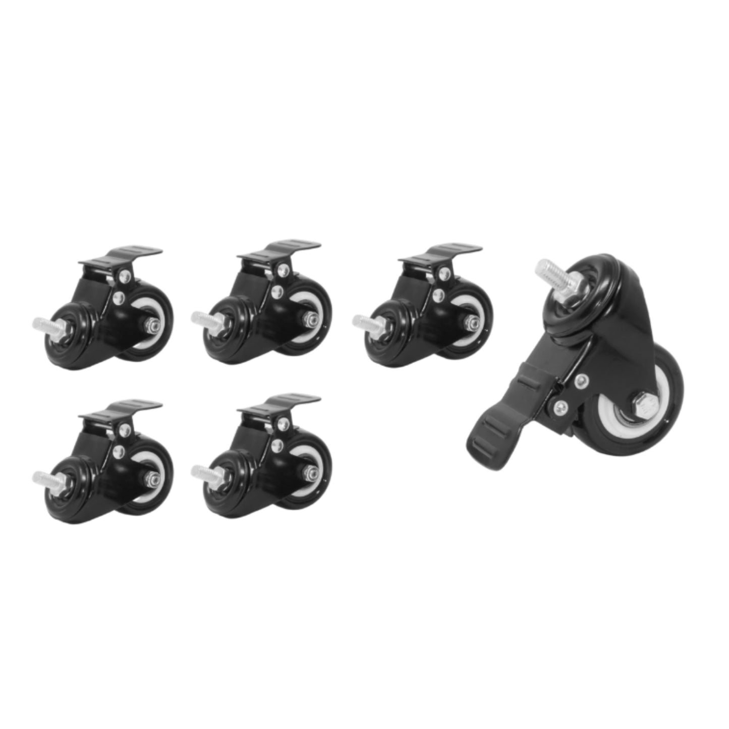 2" Lockable Caster Wheels - Set of 6 - Black