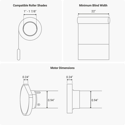 Motorized Roller Shade Retrofit Kit Dimensions 