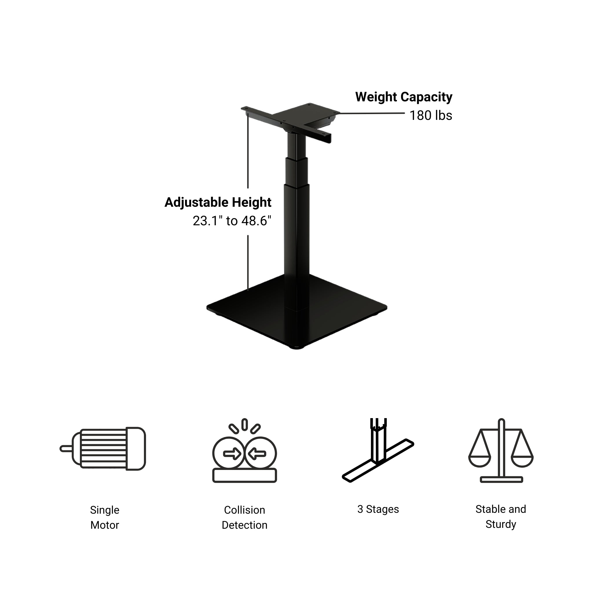 Single Table Lift Frame with Base – Adjustable – Progressive Desk