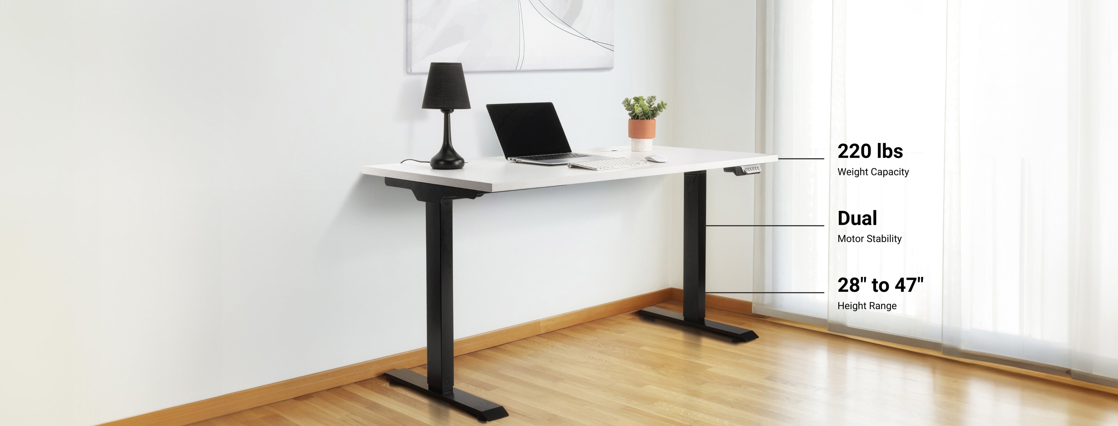 BestOffice Adjustable standing desk, 47-inch computer desk height  converter, laptop sitting and standing desk dual monitors, Black 