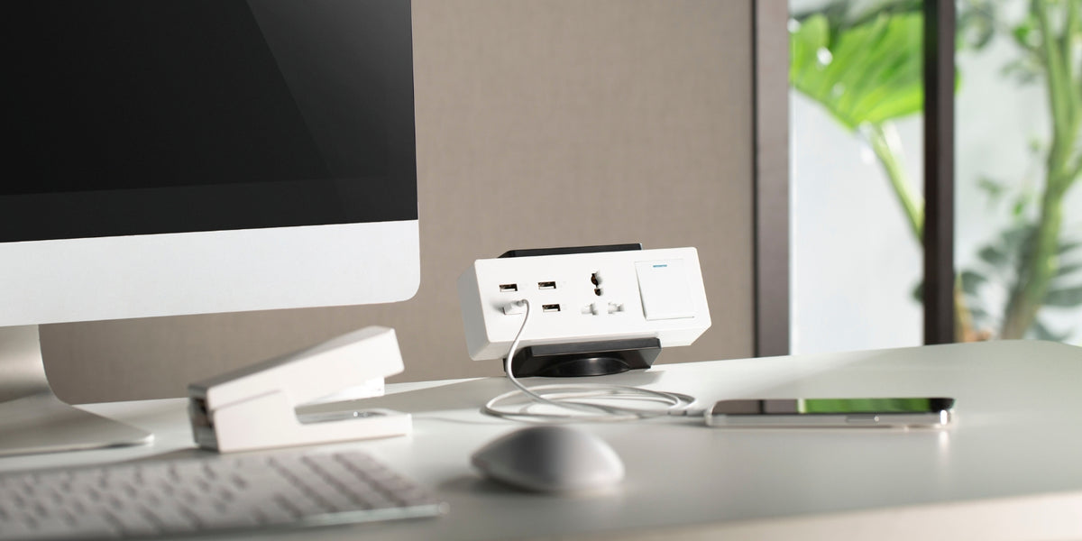 Desk Power Rack Effective Power Solutions: Desk Clamp Power Bars, Standing Desk Battery ...