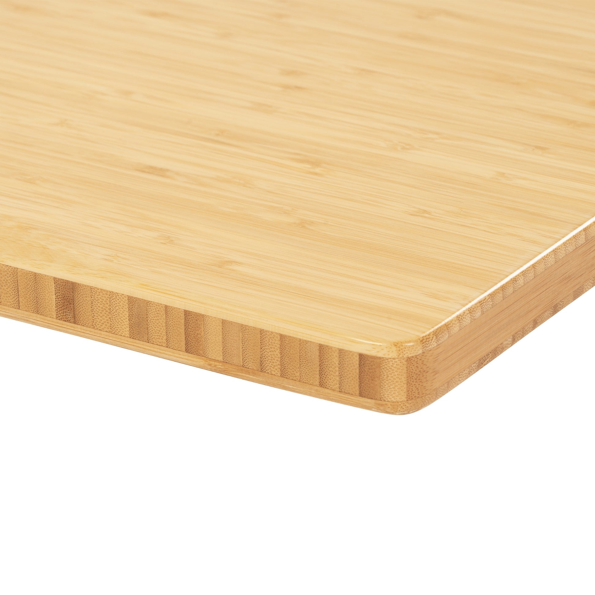 Rectangular bamboo-like wooden panel with curved cut and rounded corner